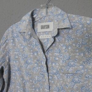 Grayson Top 01 XS Blue Gray Floral The Hero Cotton Long Academia Preppy